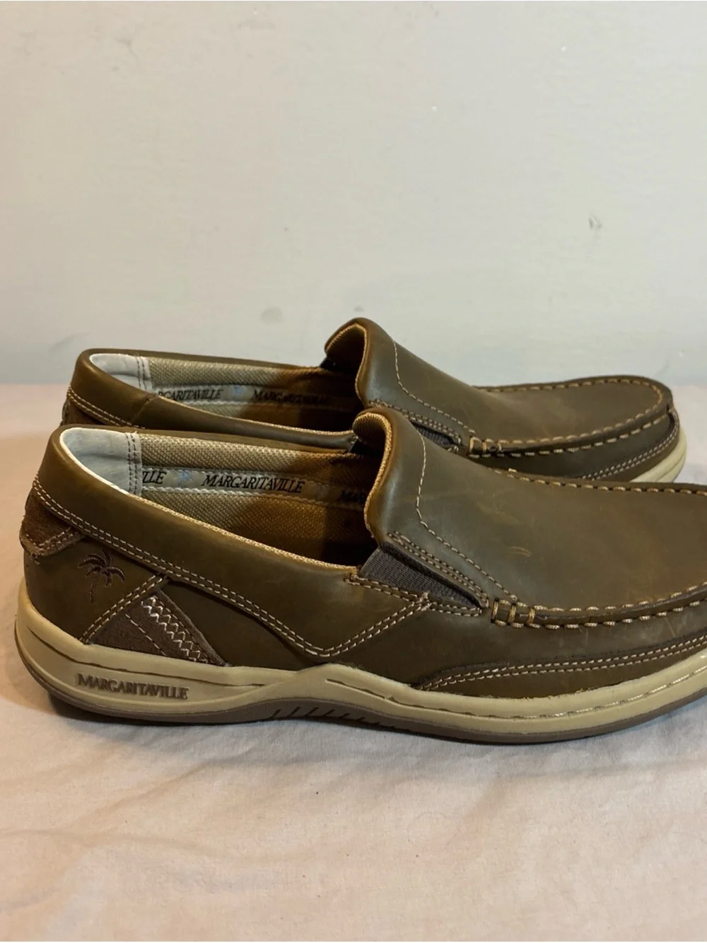 Margaritaville Men's Olive-Brown Slip-On Moccasins